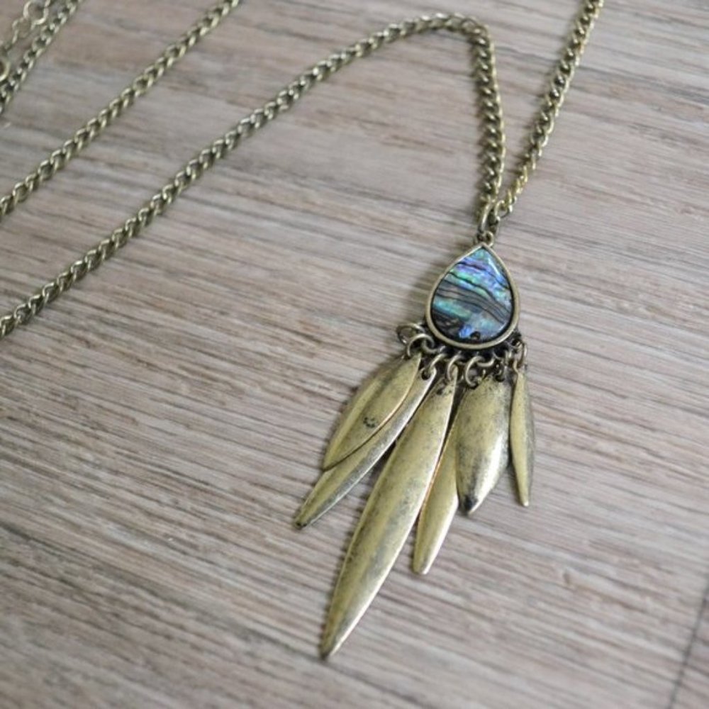 Dreamcatcher Abalone Gold Shell Charm Necklace